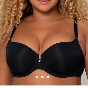 CurvyCouture Tulip Smooth T-Shirt Bra Black 36G NWT
